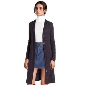 Free People Sparkle Knee Length Cardigan Navy Large Casual Cozy Transitional